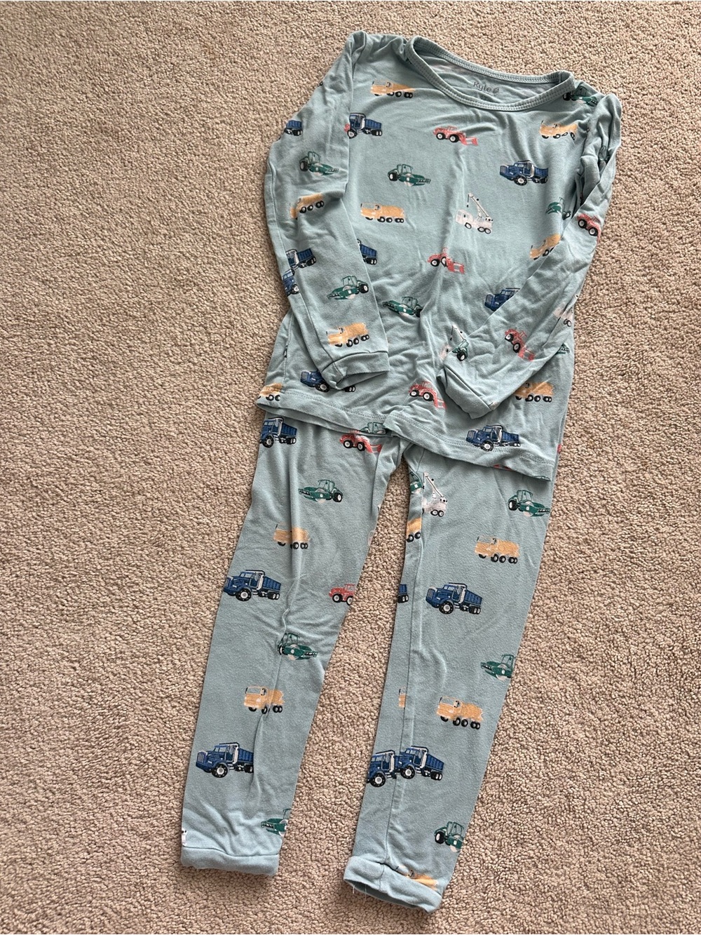 Kyte baby Soft Light Blue Kids Pajama Set with Trucks